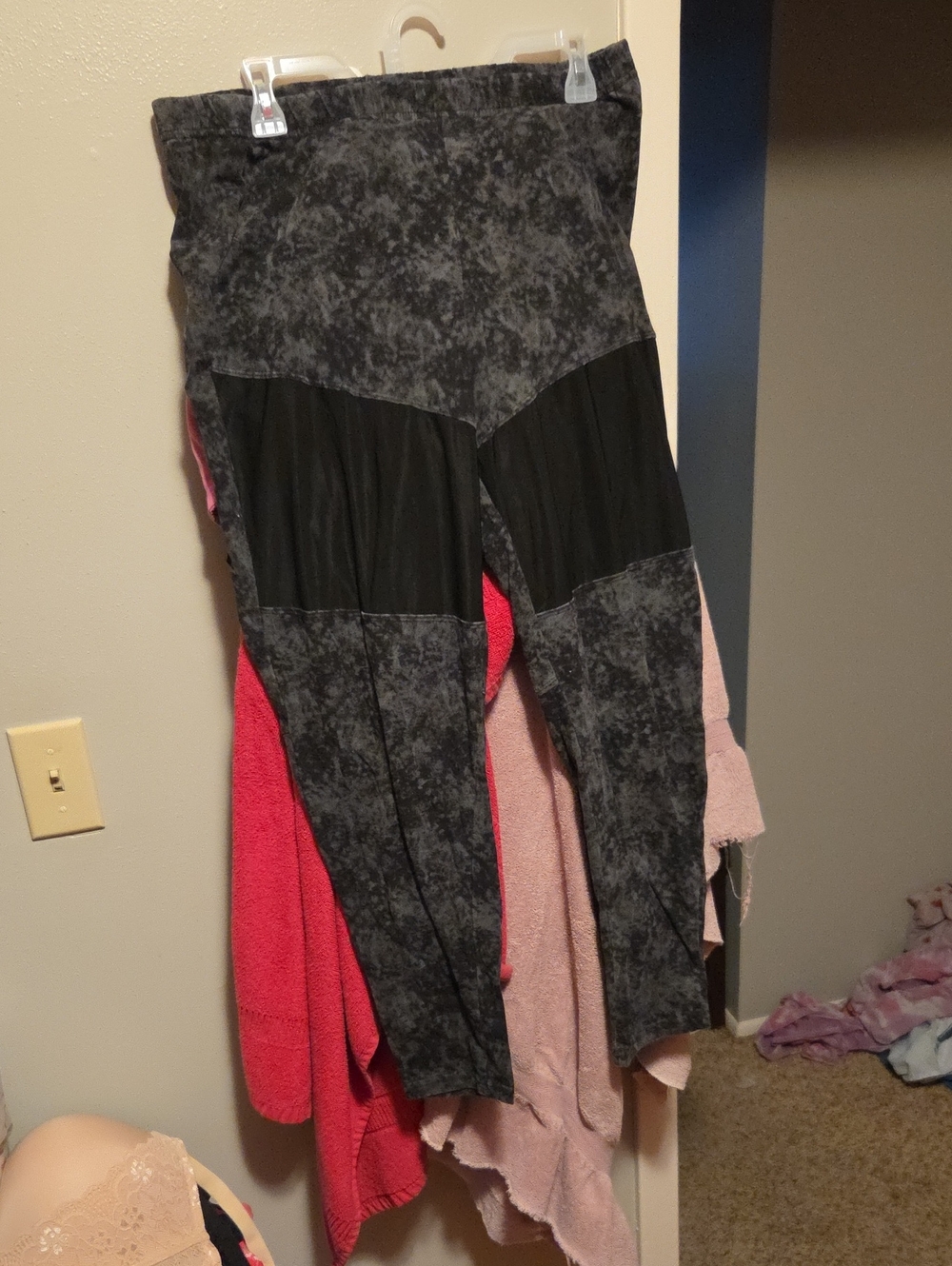 torrid Black Marble-Print Leggings with Black Mesh Knee Panels